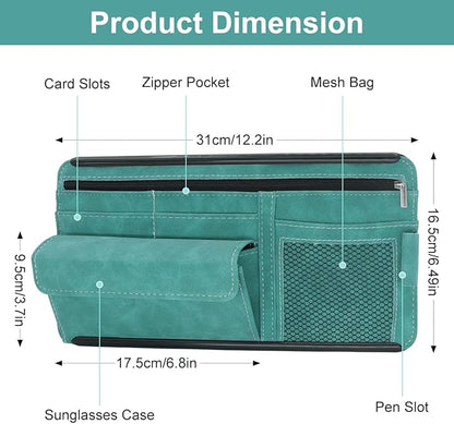 Sun Visor Organizer, Multi-Pocket Auto Visor Organizer for Car, SUV and Truck, Card Holder Glasses Holder for Car Interior Accessories Car Organizers And Storage, Blue