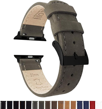 BARTON WATCH BANDS - Top Grain Leather Watch Bands Compatible with Apple Watch Models - 1, 2, 3, 4, 5, 6, 7, 8, 9, 10, SE, Ultra & Ultra 2