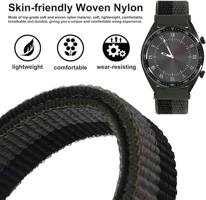 WOCCI 20mm Adjustable Nylon Watch Band, Quick Release Sport Loop Strap (Black/Grey)