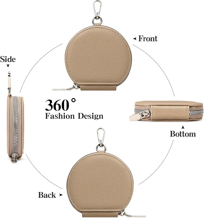 FALAN MULE Coin Purse Small Leather Pouch Wallet Round Zipper Change Pouch for Women