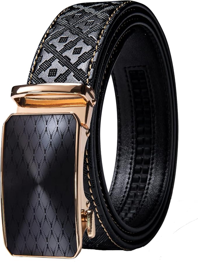 Dubulle Designer Mens Belts, Sliding Automatic Buckle Ratchet Dress Belt TOP Genuine Leather Strap Gifts