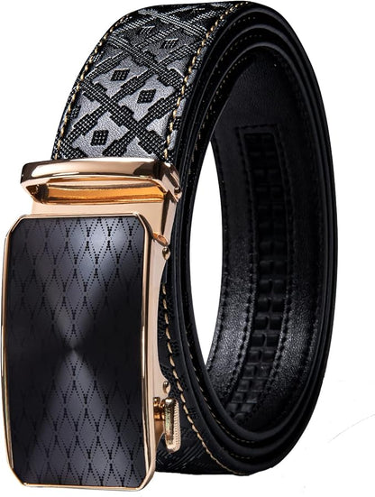 Dubulle Designer Mens Belts, Sliding Automatic Buckle Ratchet Dress Belt TOP Genuine Leather Strap Gifts