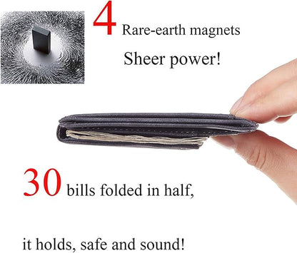 Toughergun Slim Wallet for Men RFID Blocking Money Clip, Minimalist Front Pocket Credit Card Holder, Magnetic Thin Mens Wallets with ID Window