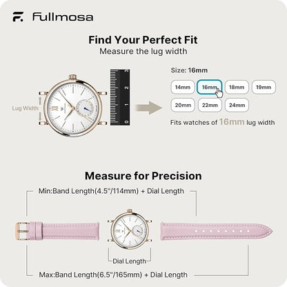 Fullmosa Watch Band, Quick Release Leather Watch Strap for Men Women, Replacement Bands Width 12mm 14mm 16mm 18mm 19mm 20mm 21mm 22mm 24mm