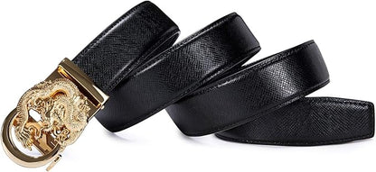 Dubulle Designer Mens Belts, Sliding Automatic Buckle Ratchet Dress Belt TOP Genuine Leather Strap Gifts