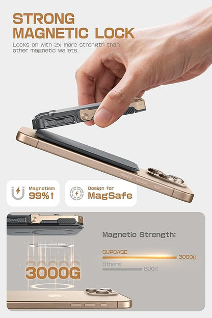 SUPCASE for MagSafe Wallet with Stand, Magnetic Wallet for Men, [Hold 5 Cards] [Adjustable Stand] [RFID Blocking] Phone Stand Credit Card Holder Tripod for iPhone 17/16/15/14/13/12 Series, Desert