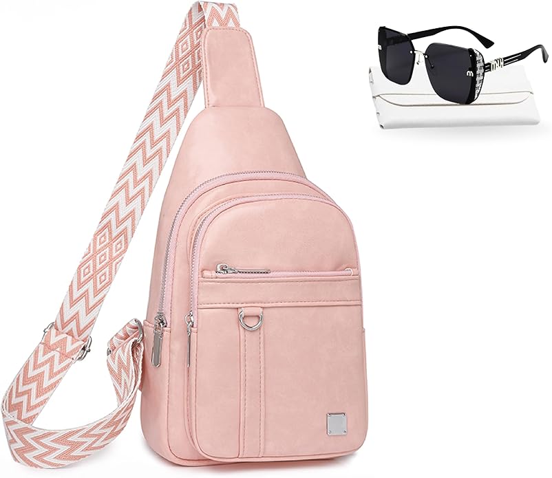 Sling Bag Set, PU Leather Sling Bag, Multi-Zipper Design for Travel, Outdoors, Valentine’s Day Gifts