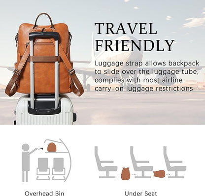 Shrrie Vegan Leather Laptop Backpack for Women 15.6 inch Work Backpack Fashion Travel Backpack Purse for Business College