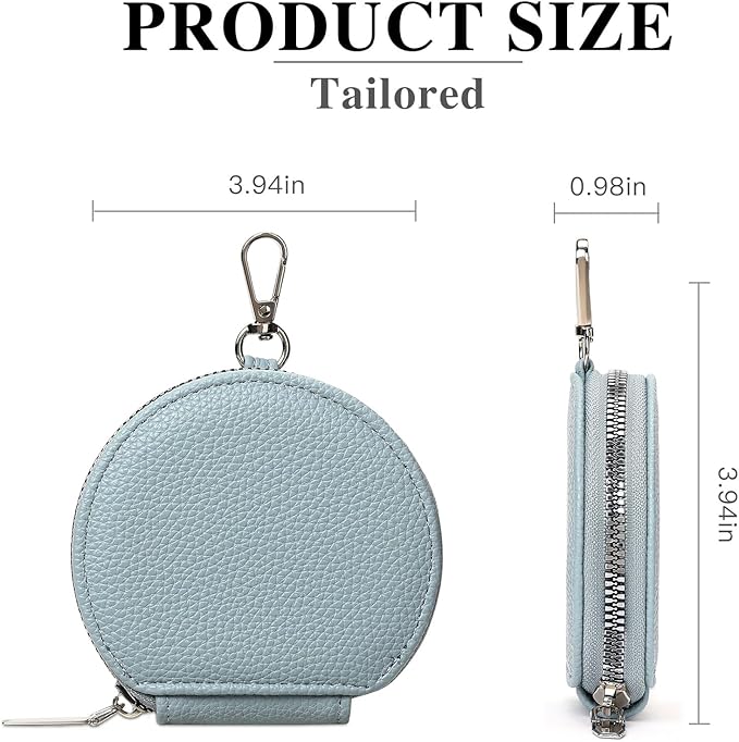 FALAN MULE Coin Purse Small Leather Pouch Wallet Round Zipper Change Pouch for Women