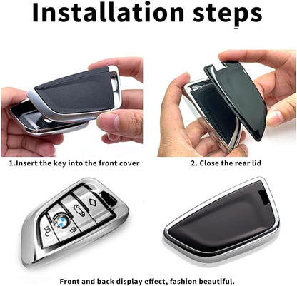 Creativity Suitable for BMW key fob Cover. Advanced soft TPU key box is compatible with F30 F45 F55 G20 G30 X1 X3 X4 X5 X6 X7 3 5 7 8 M5 M6 GT series smart key (Type B Silver single Key Case)