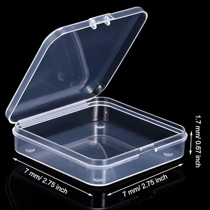 SATINIOR 12 Pack Clear Plastic Beads Storage Containers Box with Hinged Lid for Beads and More (2.75 x 2.75 x 0.67 Inch)
