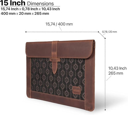 LONDO Leather Sleeve Compatible with MacBook Pro 16 & MacBook Pro 15 Inch (M5, M4, M3, M2, M1, Pro, Max), Premium Top Grain Leather Laptop Bag, Cinnamon 2020 to 2026 Models