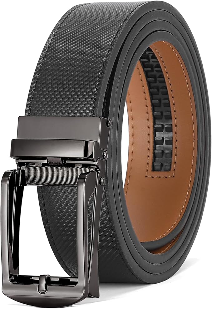 SENDEFN Men's Leather Dress Casual Belt 1 3/8" Automatic Adjustable Click Buckle Belts with Gift Box