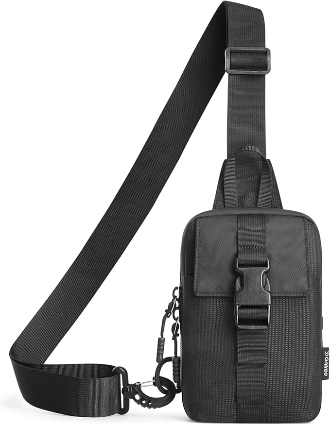 G4Free Waterproof Mini Crossbody Sling Bag, Small Chest Fanny Pack for Men, Lightweight Travel Sports Purse (Black)