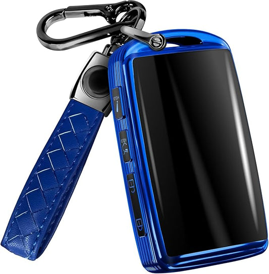 Lucrum Compatible with Mazda Key Fob Cover & Leather Keychain - TPU Case for 3, 6, CX-5 CX-9 CX-30 CX-50 CX-70 (2019-2025)