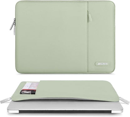 MOSISO Laptop Case 14 inch, 14 inch Laptop Sleeve Compatible with HP Lenovo Dell ASUS Acer, HP Stream, Dell Latitude, Lenovo IdeaPad, Polyester Vertical Computer Sleeve Bag with Pocket, Sage Green