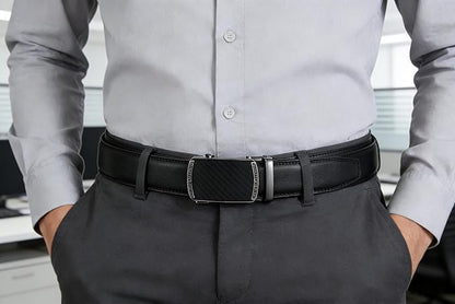 Lingli Men's Belt,Ratchet Dress Belt with Automatic Buckle Brown/Black-Trim to Fit-35mm wide