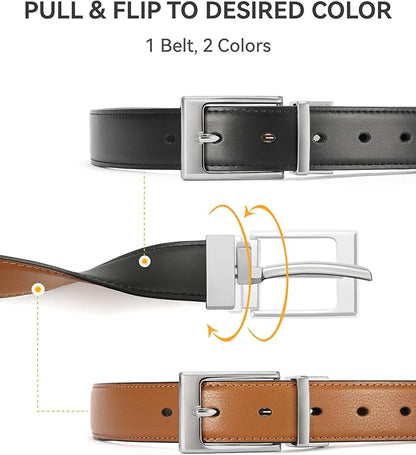 CHAOREN Reversible Belt Men 1 Piece - 1.25" Leather Dress Belt - Trim to Fit for Elegant Style