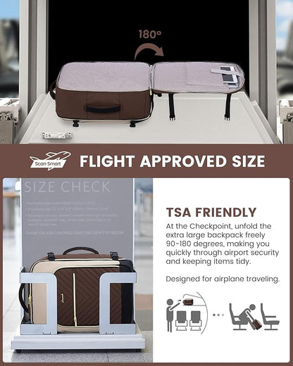 LOVEVOOK Large Travel Backpack for Women, TSA Carry on Backpack for Airplanes, 50L Personal Item Travel Bag for Women fits 17" Laptop,Waterproof Carry on Bag Airplane Approved with 3 Packing Cubes