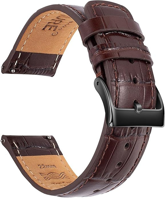 SEURE Quick Release Watch Band,Top Genuine Leather Watch Straps 19mm 20mm 21mm 22mm 24mm for Men and Women