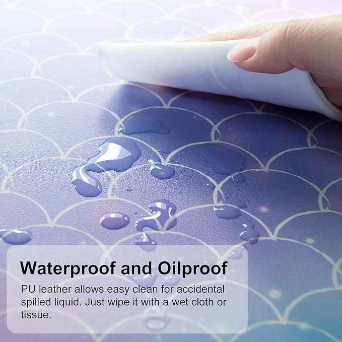 QiyI Large Desk Pad, Colorful Mouse Pad Desktop Decor, Waterproof PU Leather Desk Cover Protector, Desk Accessories for Office Home Work Writing Gaming 31.5" x 15.7" - Gradient Fish Scales
