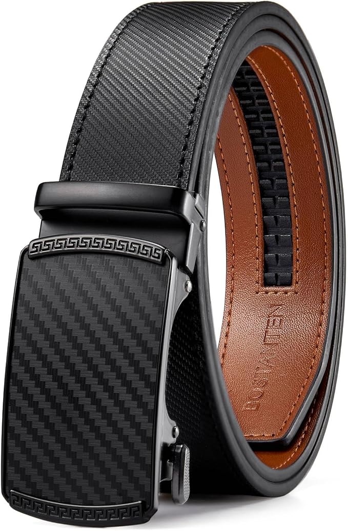 BOSTANTEN Mens Belt Leather Ratchet Belt For Men Dress and Casual with Adjustable Buckle, Trim to Fit