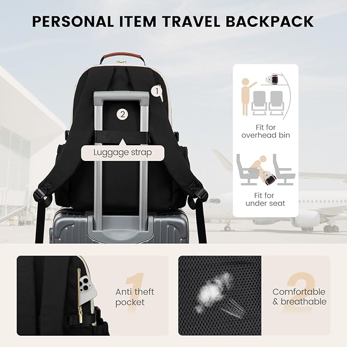 LOVEVOOK Lunch Backpack with Lunch Compartment,15.6Inch Laptop Work Travel Insulated Cooler Backpack,Waterproof College Teacher Lunch Bag Box with Tumbler Holder,Gifts for Men Women,Khaki-Coffee-Black