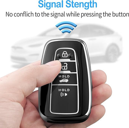 Tukellen for Toyota Key Fob Cover with Keychain,Special Soft TPU Key Case Protector for 2019-2025 RAV4 2020-2022 Highlander Corolla Prius,2018-2024 Camry Avalon C-HR GT86-Silver