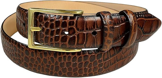 Adam Gold Men's Genuine Full-Grain Cowhide Leather Dress Belt 1-1/8"(30mm) Wide Polished Buckle