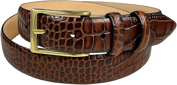 Adam Gold Men's Genuine Full-Grain Cowhide Leather Dress Belt 1-1/8"(30mm) Wide Polished Buckle