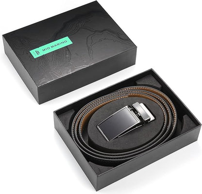 Marino Avenue Ratchet Belt for Men. Adjustable Leather Dress Belt with 38 Easy to Click Into Place Ratchet Closures.