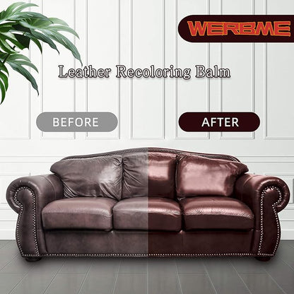 Leather Recoloring Balm & Color Restorer - Multipurpose Dye & Paint for Faded Leather Couches, Car Seats, Shoes | Fix Scratches on Clothing, Furniture & Accessories(Medium Brown)