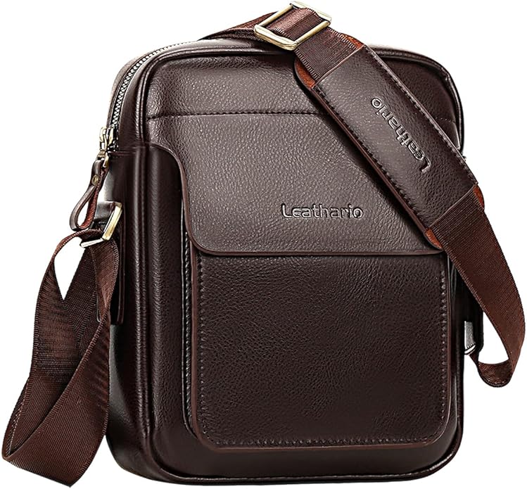 Leathario Crossbody Bag For Men Vegan Leather Shoulder Messenger Purse Sling Satchel Bag For Work Business Travel | Vegan Leather, Purse, For Work, Business, Travel