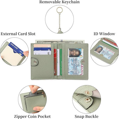 GAEKEAO Wallet Women RFID Blocking Small Bifold Vegan Leather Ladies Mini Purse with ID Window Zipper Change Pocket