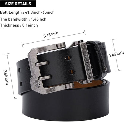BISON DENIM Men's Belts Leather Dress Genuine Leather Classic Heavy Duty Buckle Belt Casual for Jeans