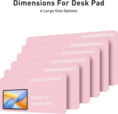 Aothia Faux Leather Desk Mat - Large Mouse Pad, Non-Slip PU Leather Blotter, Waterproof Writing Surface for Office and Home (Fairy Pink, 63" x 17")