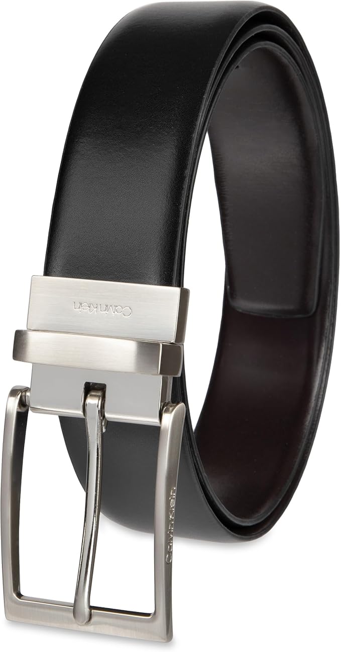 Calvin Klein Men’s Reversible Leather Belt - 2‑in‑1 Versatile Modern Style