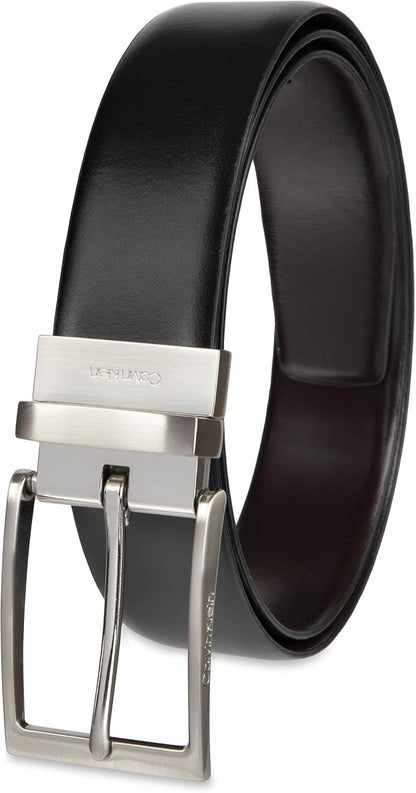 Calvin Klein Men’s Reversible Leather Belt - 2‑in‑1 Versatile Modern Style