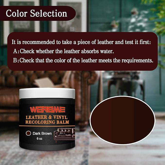 Leather Recoloring Balm & Color Restorer - Multipurpose Dye & Paint for Faded Leather Couches, Car Seats, Shoes | Fix Scratches on Clothing, Furniture & Accessories(Dark Brown)