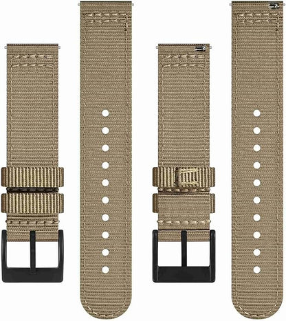 BISONSTRAP Men’s Nylon Watch Bands, Two-Piece Military Watch Straps, Quick Release, Brushed Buckle, Band Width 18mm 19mm 20mm 22mm