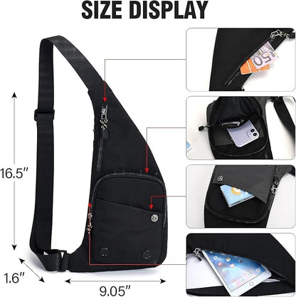 Peicees Water-resist Sling Bag Crossbody Bag for Men Slim Chest Backpack Man Purse Small Shoulder Bag for Travel Hiking