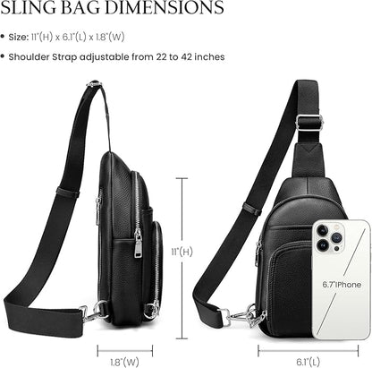 befen Genuine Leather Small Crossbody Sling Bags for Women Anti-Theft Fanny Packs Chest Bags Purse with Built in RFID Wallet