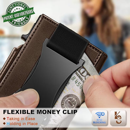 KEMISANT Airtag Wallet Men Gift,Mens Slim Front Pocket Wallet Money Clip Standard or Apple Airtag Use 3.8"×2.8"×0.9"