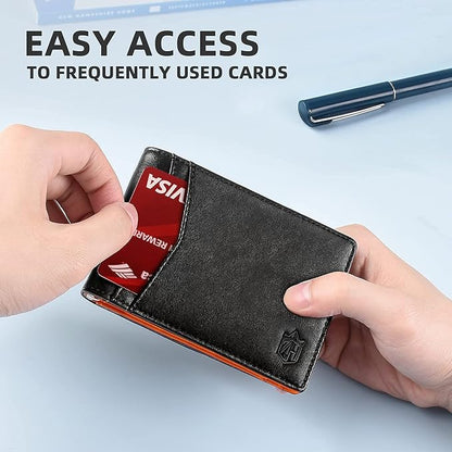 Zitahli Wallet for Men-6 Slots ID Window-Mens Wallets-Slim Wallet Classic Spring Money Clip RFID Blocking-Gift for Men
