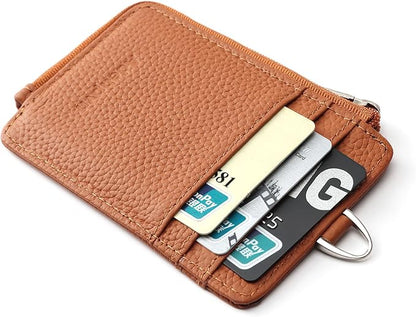Badge Holder-Genuine Leather ID Badge Holder with Zipper Pocket and Nylon Lanyard – Perfect for Badges, Cards, and More