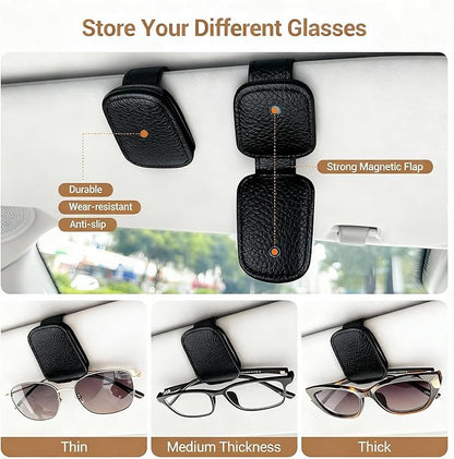Sunglass Holder for Car, Universal Magnetic Glasses Holder Visor Sunglass Clip Visor Clips, Car Visor Organizer Accessories for Men and Women (1, Black)