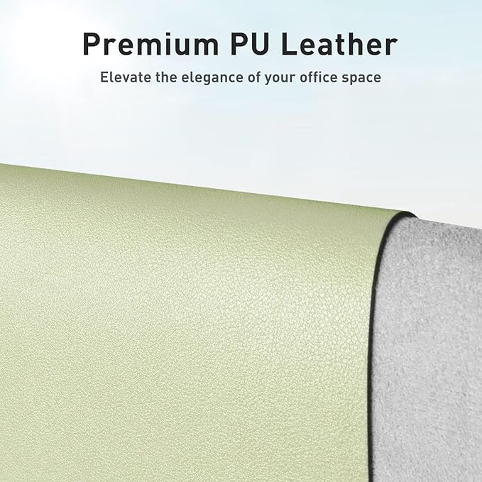 Aothia Faux Leather Desk Mat - Non-Slip PU Leather Desk Blotter, Waterproof Writing Surface, Large Desk Pad for Office & Home (Grass Green, 55" x 17")