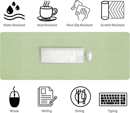 Bloss 47.2" x 16.9" Large Desk Mat, Leather Mouse Keyboard Pad, Non-Slip Writing Pad, Desk Protector for Office, Home - Light Green