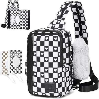 MYHOZEE Sling Bag Crossbody Backpack Purse - 2 in 1 Nylon Cross Body Bag Diaper with Wipes Pouch, Water Bottle Pocket