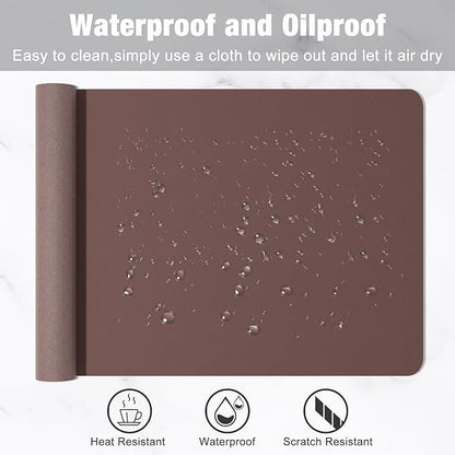 Hsurbtra Desk Pad, 30" x 14" PU Leather Desk Mat, XL Extended Mouse Pad, Waterproof Desktop Blotter Protector, Non-Slip Ultra Thin Large Laptop Keyboard Writing Mat for Office Home, Dark Oak